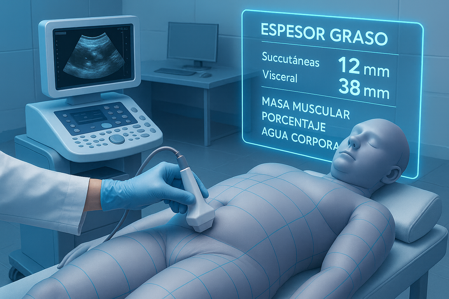 Ecografía corporal: medición de grasa subcutánea y visceral